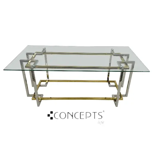 [422-290128] MESA DE VIDRIO TEMPLADO Y HIERRO CROMADO 120X60X45CM