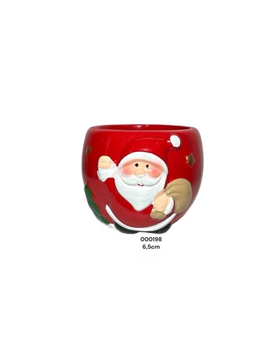 [2122100000198] NAVIDAD CERAMICA/ MACETA ROJA PAPA NOEL 6.5CM