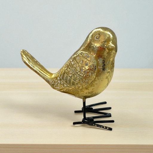 [561778] PAJARO POLIRESINA DORADO REF: GS-109368 12X5X9CM