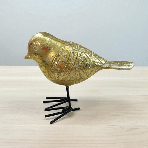 [485568] PAJARO RESINA DORADO REF: GS-109370 12X5X9CM