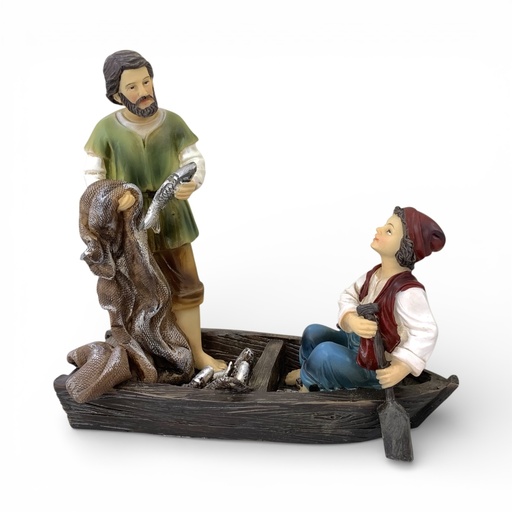 [064-492024] ALDEANOS PESCADORES EN BOTE 16CM