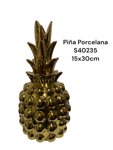 [S40235] PIÑA DECOR PORCELANA DORADA 15X30 CM
