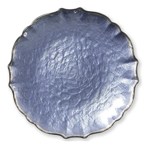 [6919558123335] PLATO BASE AZUL BORDE PLATEADO 33CM