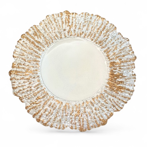 [412-772458] PLATO BASE BLANCO CON ROSE GOLD 34CM