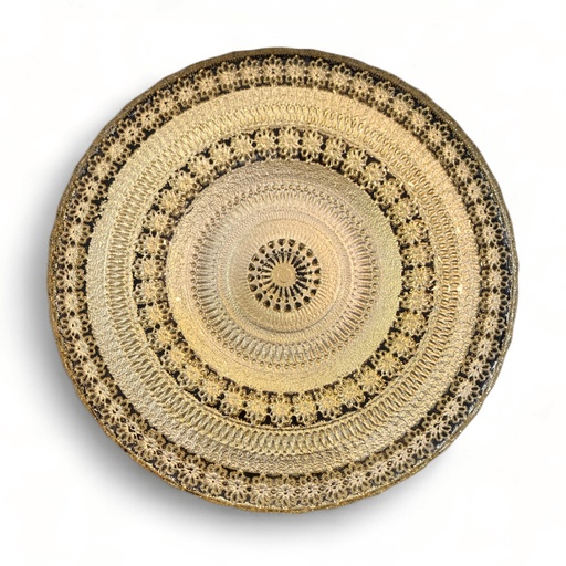 [8679810719291] PLATO BASE DE CRISTAL DORADO/NEGRO 34CM