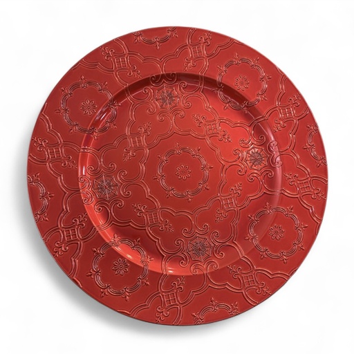 [180-7600042] PLATO BASE ROJO REDONDO 33CM