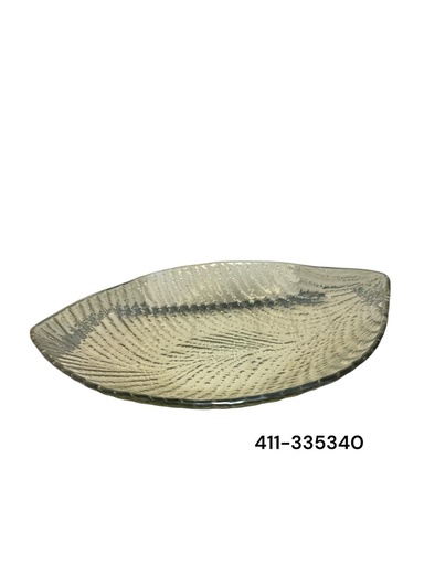 [411-335340] PLATO DECORATIVO CRISTAL HOJA 29X33CM