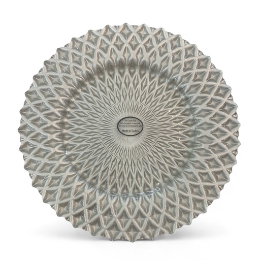 [93228] PLATO BASE PLATEADO DE VIDRIO ROMBOS REF: 1Y33C94 