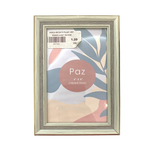 [897591] PORTA RETRATO BEIGE BORDE DORADO REF: ES20331-4 4X6" 10X15CM