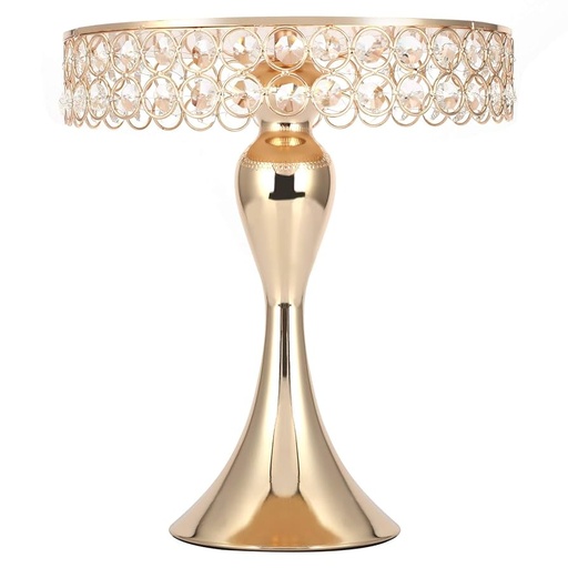 [ZHE134-02] PORTA TORTA CRISTALES DORADO 30X23CM