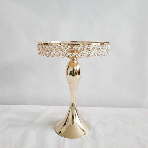 [ZHE134-03] PORTA TORTA CRISTALES DORADO 41X27CM