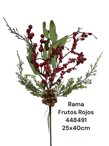 [448491] RAMA NAVIDEÑA FRUTOS ROJOS/PIÑA REF: 52-851443 25X46CM