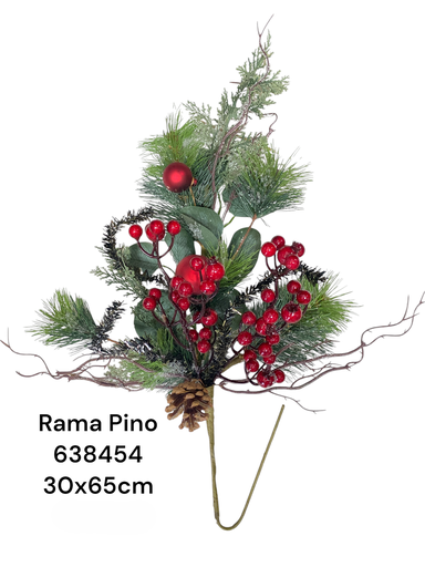 [8679811638454] RAMA PINO CEREZA BOLITAS ROJA 65CM