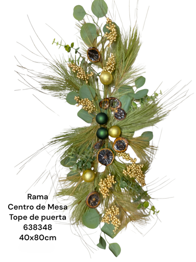 [8679811638348] RAMA PINO NARANJO CON BOLITAS 85CM