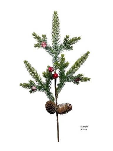 [8679811120812] RAMA PINO NIEVE C/BELLOTA 42CM