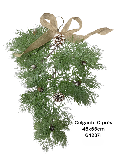 [8679811642871] RAMA TOPE DE PUERTA CIPRES CON LAZO YUTE 30X65CM