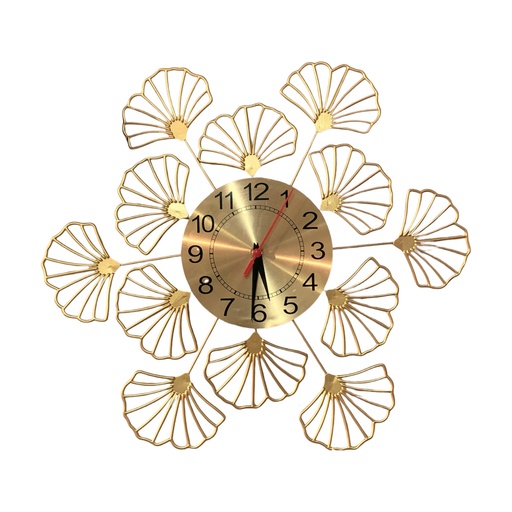 [21329] RELOJ METALICO DISEÑO PETALO DORADO 45X45CM