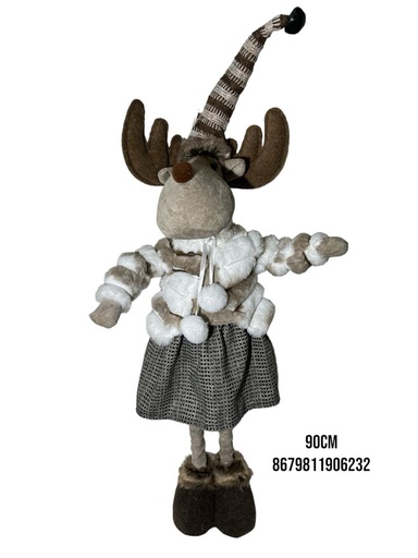 [8679811906232] RENO CON CHOMPA CAFE/BLANCO 90CM