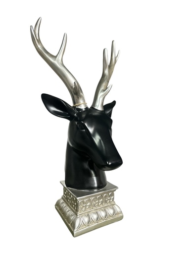 [6981606475079] Cabeza de reno negro/plata 23.5X45.2cm