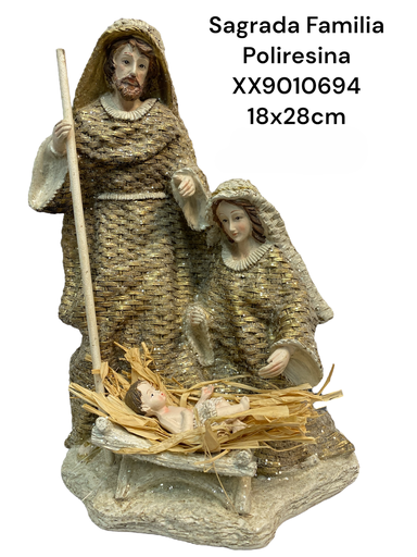 [XX9010694] SAGRADA FAMILIA POLIRESINA TEXTURA YUTE DORADO 18X28CM