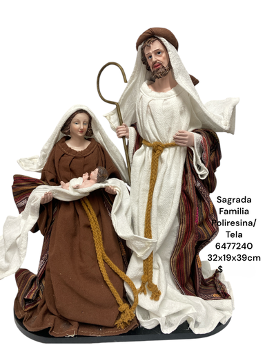 [6981606477240] SAGRADA FAMILIA POLIRESINA/TELA CAFE/BEIGE 32X19X39CM