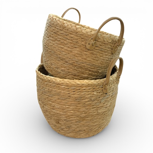 [15583] SET DE 2 CANASTAS DE YUTE 33X28 38X30CM