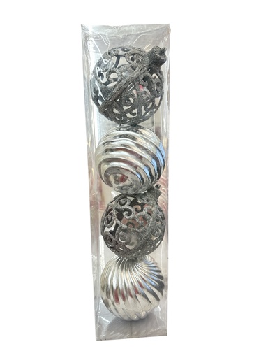 [8679811710280] SET DE 4 BOMBILLOS PLATA 10CM