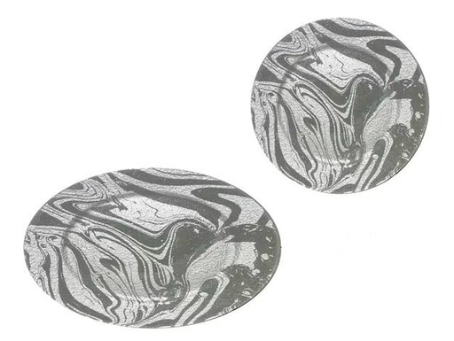 [107873] TAZON VIDRIO DISEÑO MARMOL DUNA PLATEADO 25.5CM  2600-1D76-94-001-17448 
