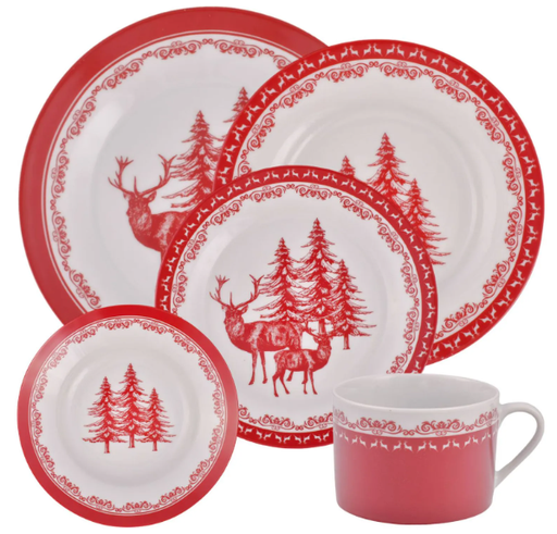 [472635] VAJILLA NAVIDEÑA ROJA 20PZS. REF: 24040