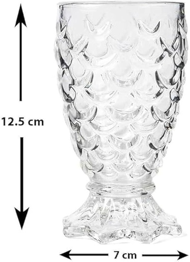 [2022093021456] VASOS DE CRISTAL CON RELIEVE DE PIÑA X 6 UNIDADES 12.5X7CM