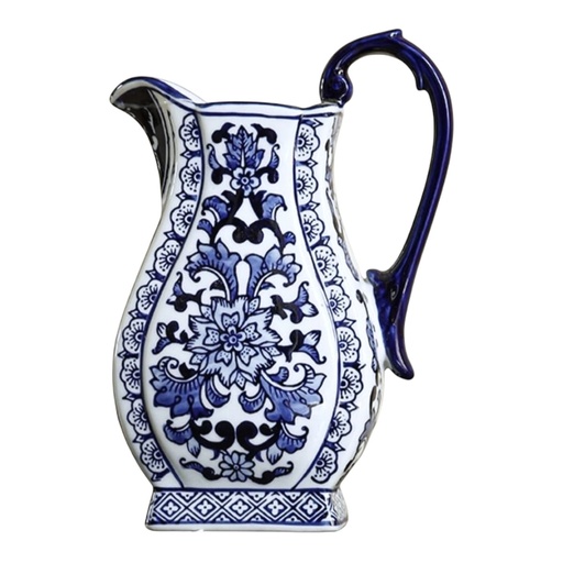 [6981606485917] JARRA PLANA BLUE DECOR JAPANESE CERAMICA AZUL 25X15CM - PT71-017