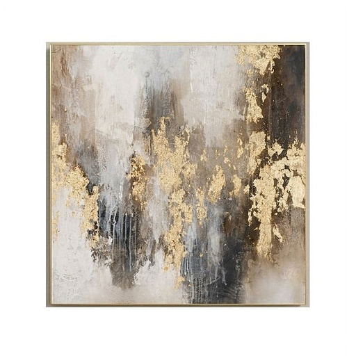 [448-62261] CUADRO ABSTRACTO GRIS-NEGRO-DOR 80X80CM