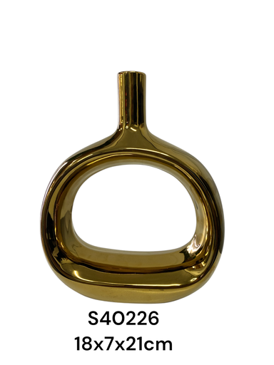 [2023126402266] S40226 FLORERO PORCELANA DORADO 18X7X21CM