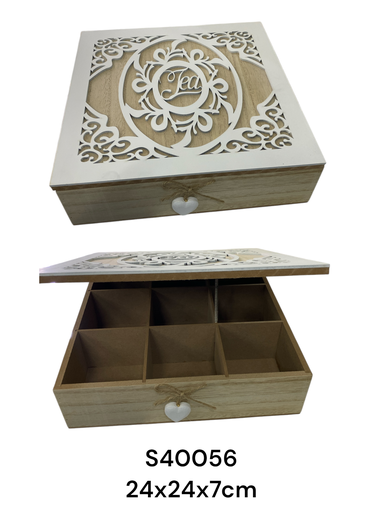 [2023126400569] S40056 ORGANIZADOR DE TE MADERA 24X24X7CM