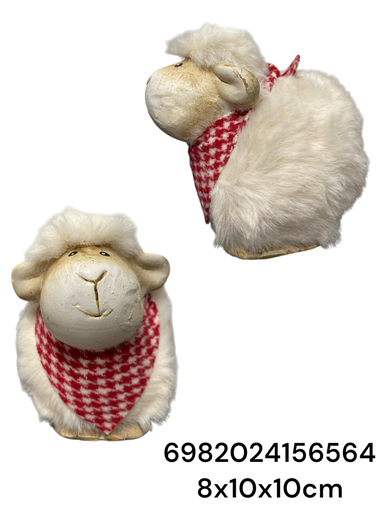 [6982024156564] SC15656 OVEJA CERAMICA FELPA 8X10X10CM