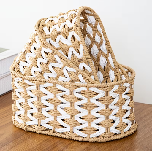 [6924521251090] SET DE 3 CANASTAS YUTE OVALADAS P:21X10X11CM, M:24X11X16CM, G:28X12X19CM - SC11526 