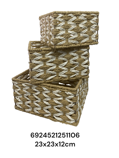 [6924521251106] SC11527 SET DE CANASTAS YUTE 23X23X12CM