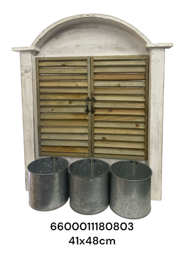 [6600011180803] SC8080 VENTANA MADERA CON MACETAS MADERA 41X48CM