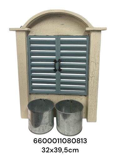 [6600011080813] SC8081 VENTANA CON MACETAS MADERA 32X39.5CM