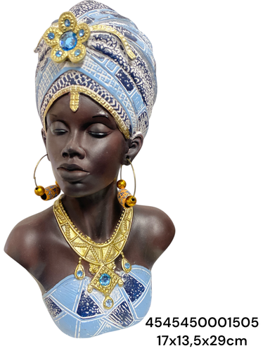 [4545450001505] CS8020507 AFRICANA BUSTO CELESTE 17X13.5X29CM
