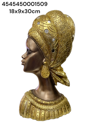 [4545450001509] CS8020511 AFRICANA BUSTO DORADO 18X9X30CM