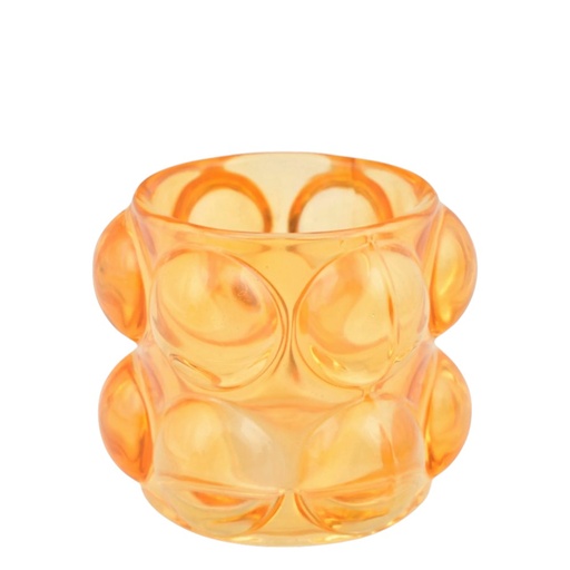 [476733] Candelabro de burbujas de cristal naranja caramelo, 7x7.5cm. LH030-2BR