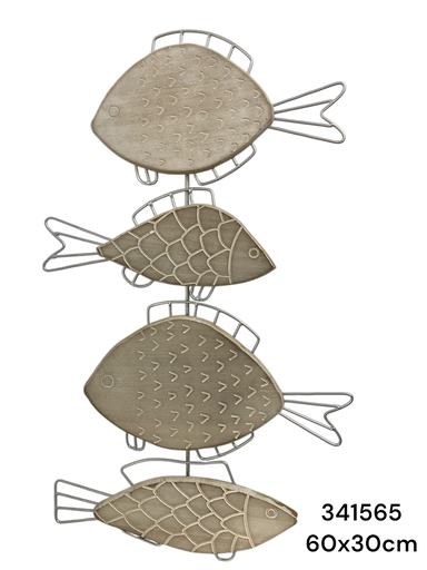 [341565] TG781986 COLGANTE DE MADERA PESCADOS 60X30CM