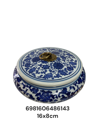 [6981606486143] PT71-040 REDOMA BOMBONERA PORCELANA AZUL 16X8CM