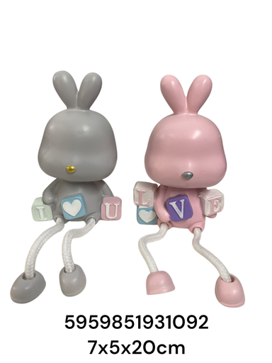[5959851931092] IC664-9 CONEJO SENTADO CERAMICA LOVE 7X5X20CM