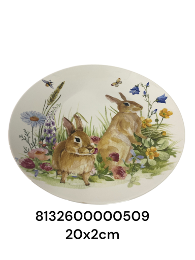 [8132600000509] IC1292-14 PLATO CERAMICA PASCUA 20X2CM