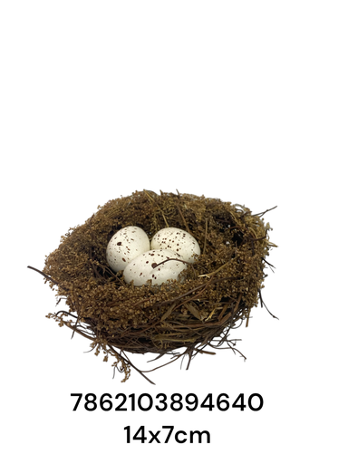 [7862103894640] NIDO CON HUEVOS DECORATIVO 14X7CM 2199-A