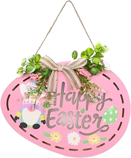 [8679833545709] LETRERO CON LUZ HAPPY EASTER ROSADO 31X23CM