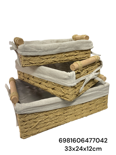 [6981606477042] PT543 CESTA RECTANGULAR TEJIDA SETX3 33X24X12CM