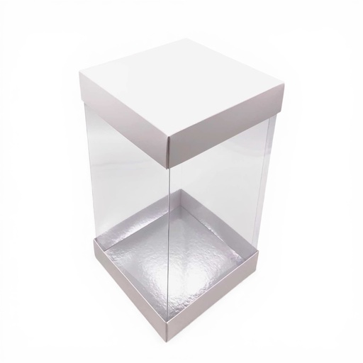 [8681763192113] CAJA CARTON BLANCO C/LAMINA PLASTICA 9X9X16CM IC192-11
